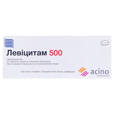 ЛЕВІЦИТАМ 500 таблетки, вкриті плівковою оболонкою, по 500 мг по 10 таблеток у блістері, по 3 блістери у картонній пачці